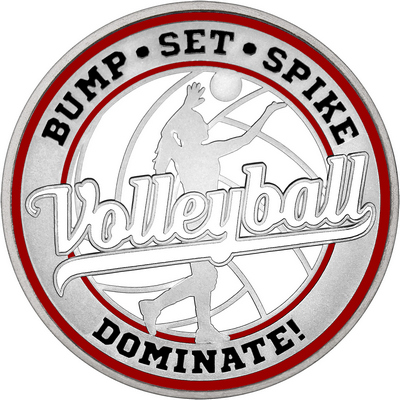 White "Volleyball" with Maroon Outer Circular Borders